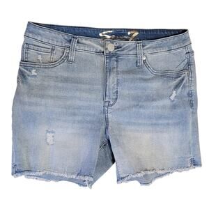 Seven7 Womens High-Rise Distressed Stretch Weekend Short in Light Wash Size 12